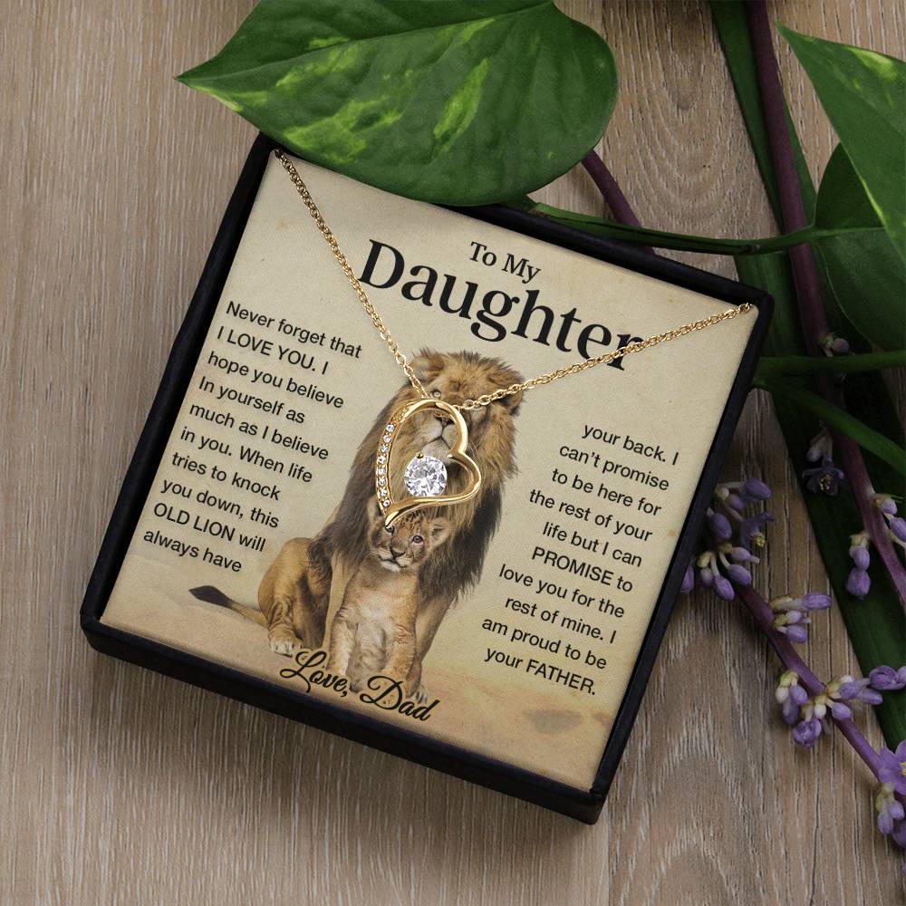 To My Daughter Necklace, Xmas Gift For Daughter From Dad, Daughter Father Lion