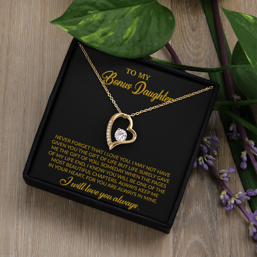 To My Bonus Daughter Necklace, Gift for Bonus Daughter, Step Daughter Birthday 4_10_Gold