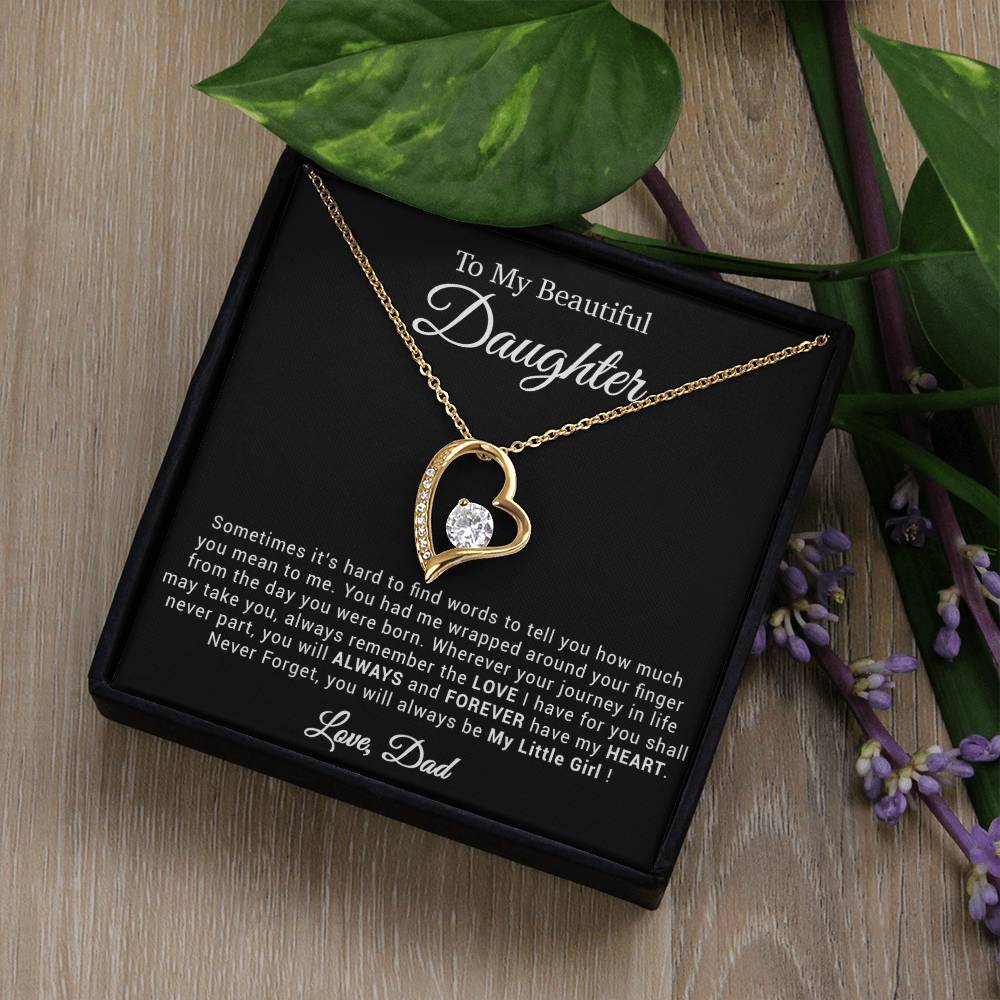 To My Daughter Necklace, Gift for Daughter from Dad, Father Daughter Necklace 21_4_Black