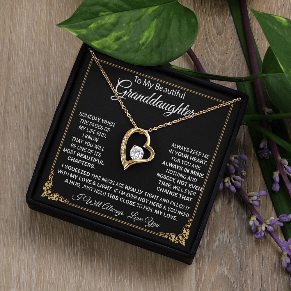 To My Granddaughter Necklace, Gift For Your Granddaughter, Christmas,Anniversary, Graduation_Black