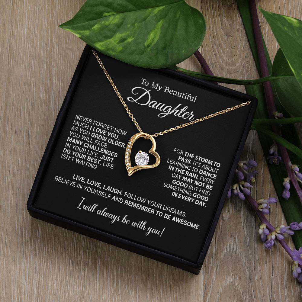 To My Daughter Necklace, Daughter Gift from Mom Dad, Birthday Christmas Gift_Black