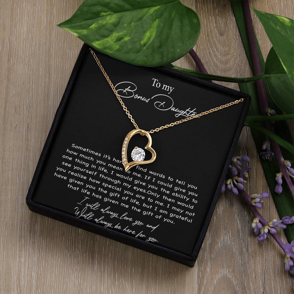 To my Bonus Daughter Necklace, Bonus Daughter, Step Daughter Gift 4-4_Black