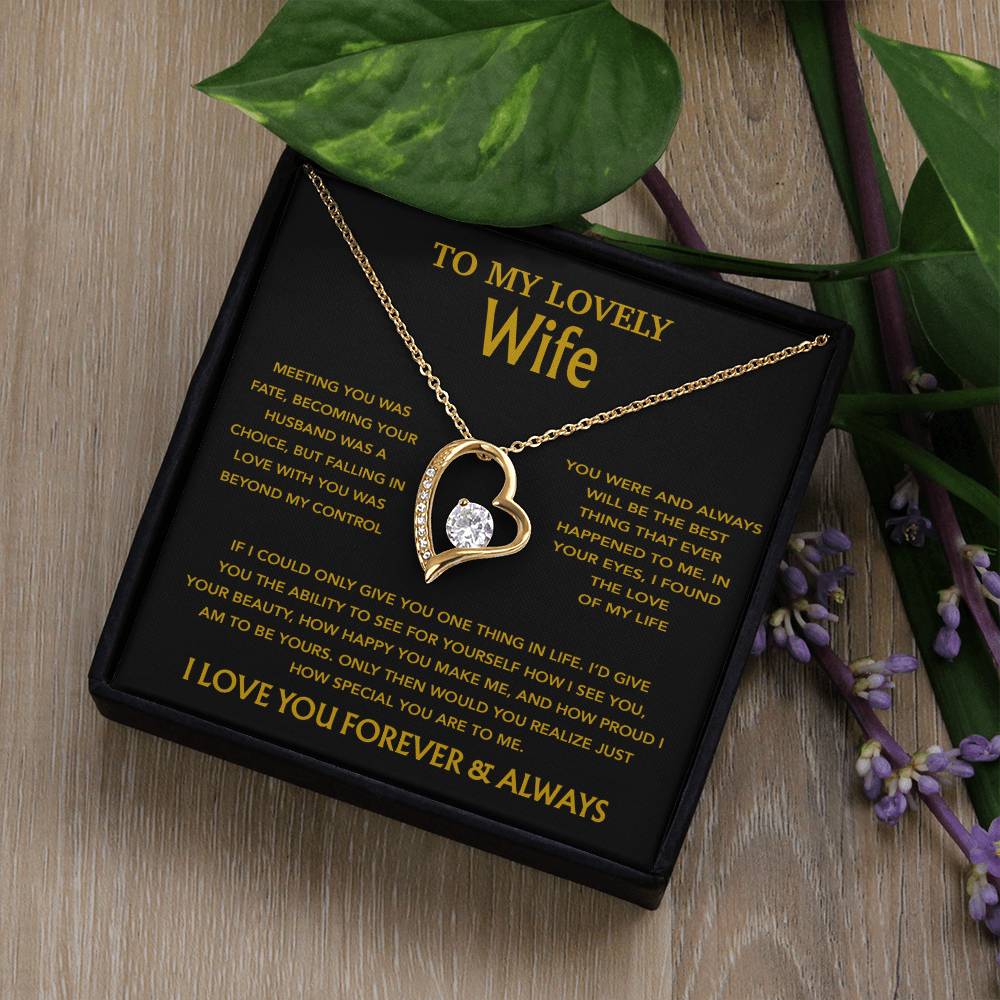 To My Wife Necklace, Christmas Gifts For Wife, Anniversary Cute Gift For Wife_Gold