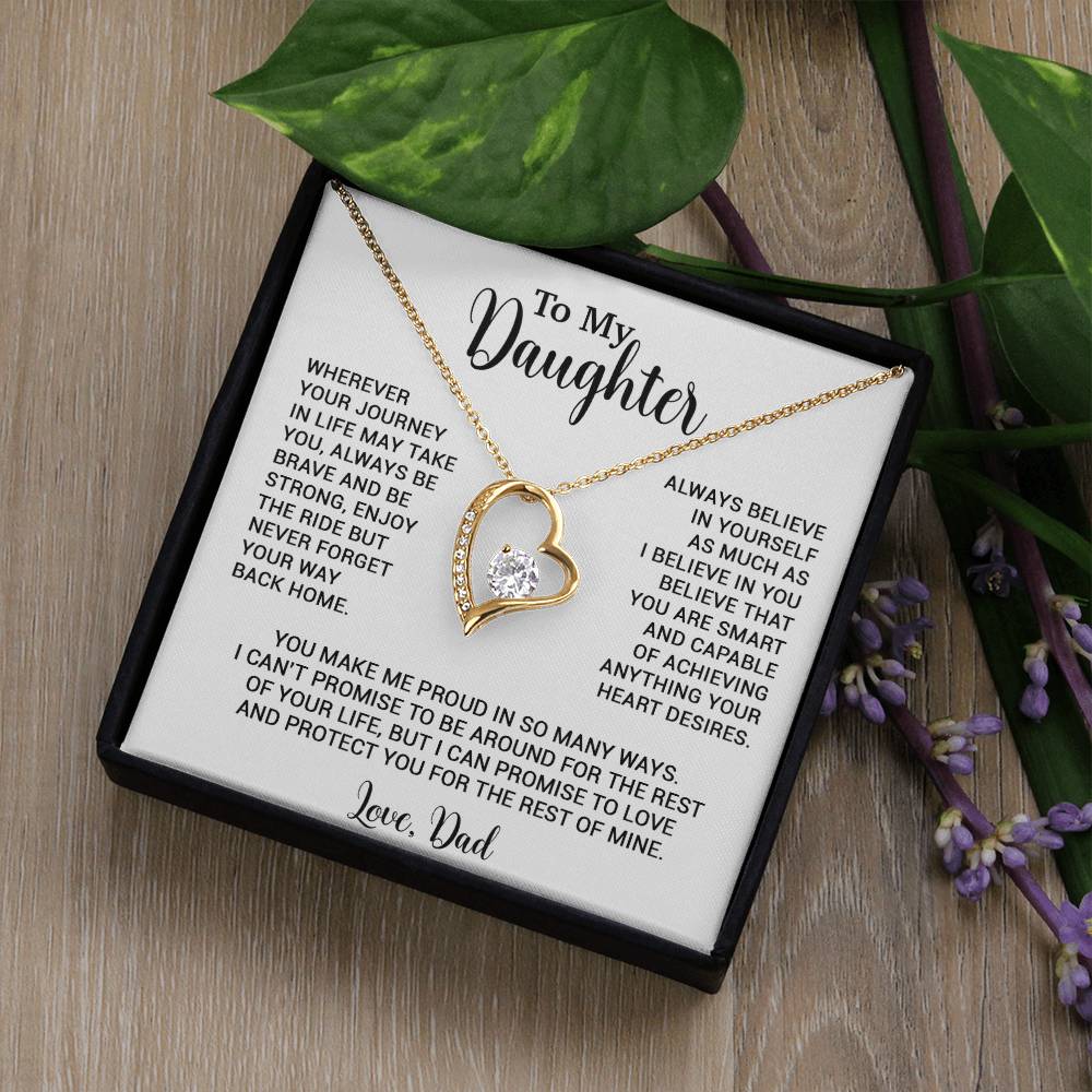 To My Daughter Necklace, Gift for Daughter from Dad, Father Daughter Necklace 3_6_White