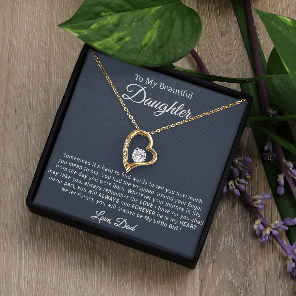 To My Daughter Necklace, Gift for Daughter from Dad, Father Daughter Necklace 20_4_Black