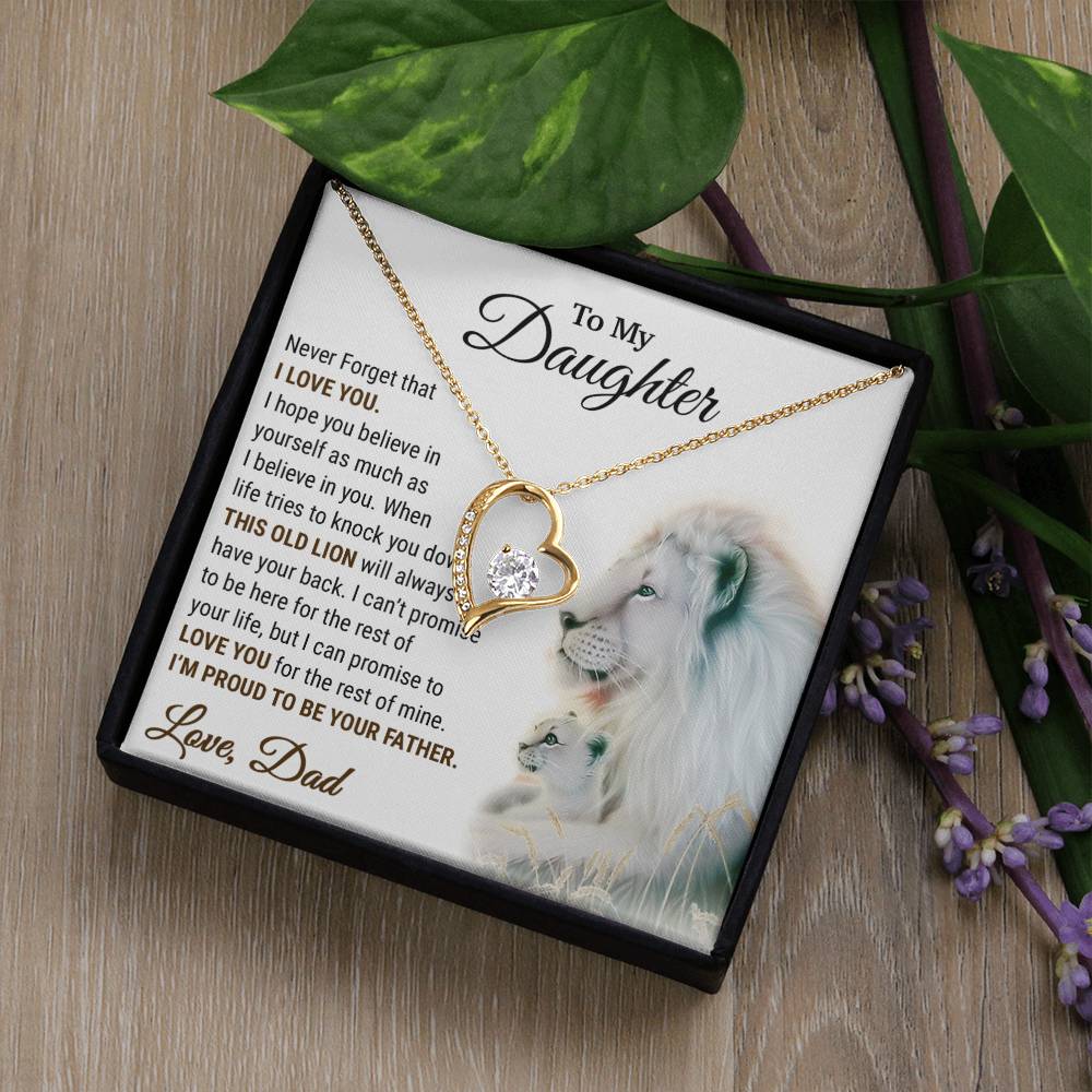 To My Daughter Necklace, Xmas Gift For Daughter From Dad, Daughter Father Lion