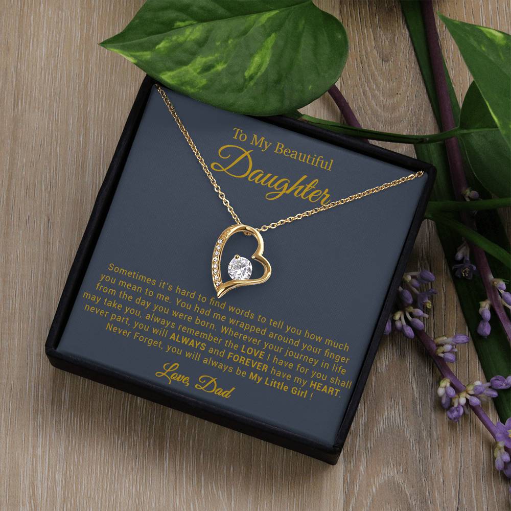 To My Daughter Necklace, Gift for Daughter from Dad, Father Daughter Necklace 20_4_Gold