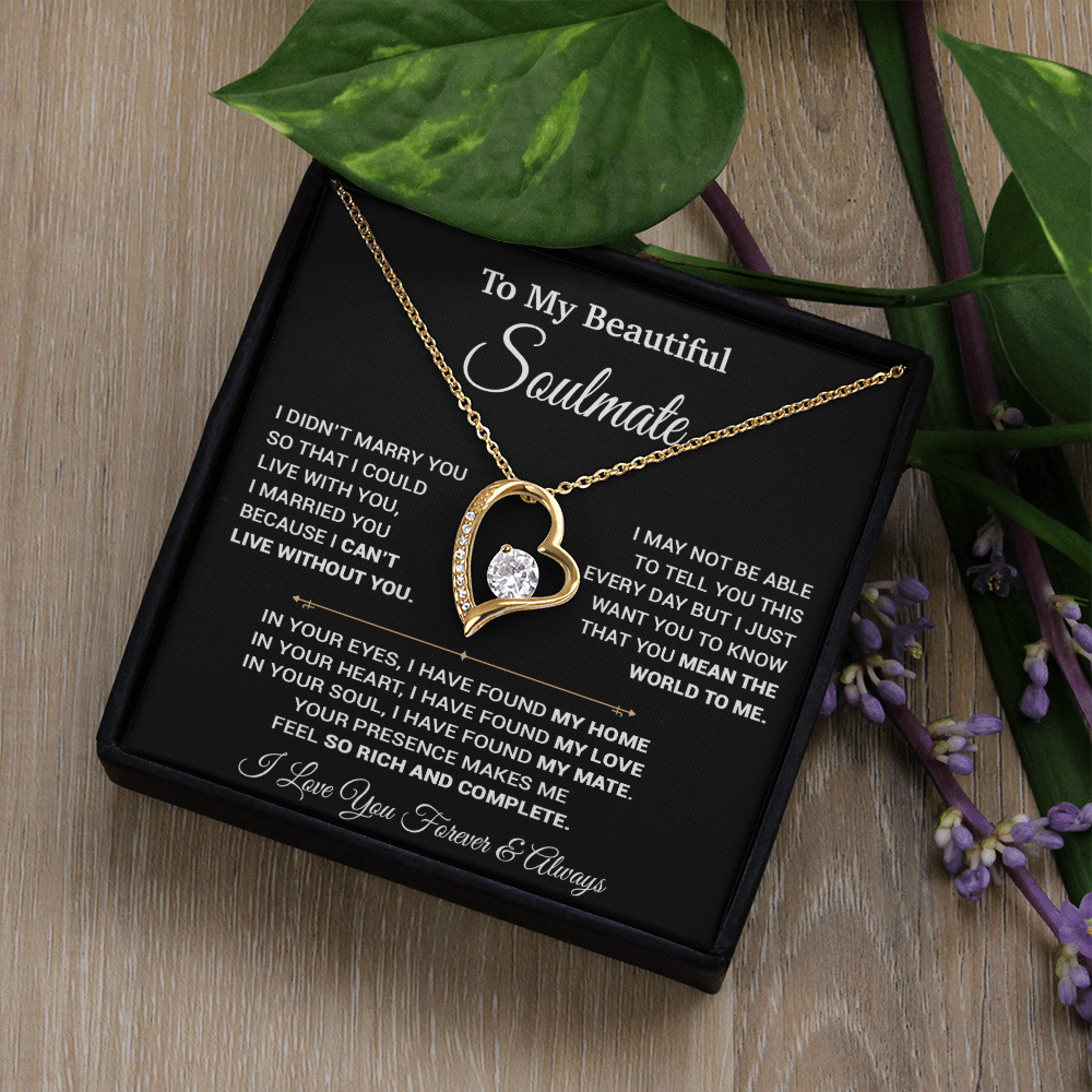 To My Soulmate Necklace, Gift For Wife,Soulmate Gift, Birthday Gift For Her_Black
