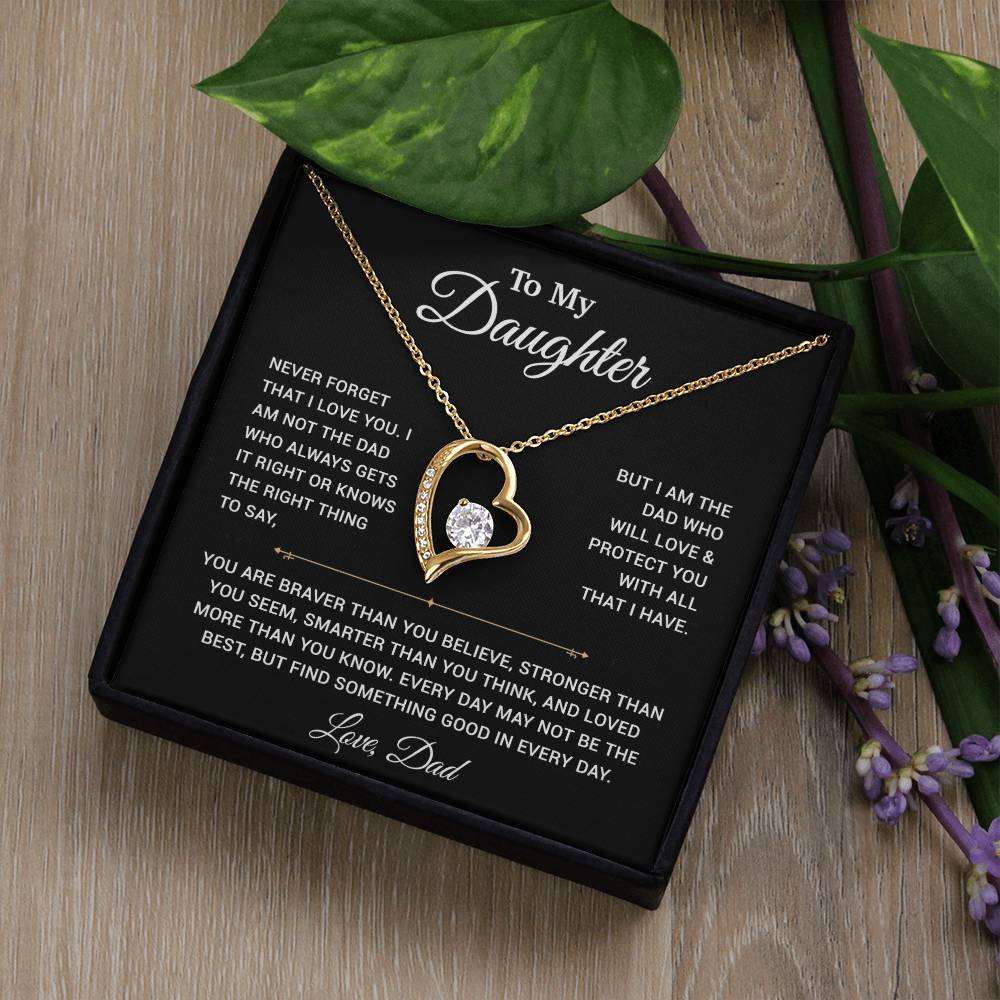 To My Daughter Necklace, Gift for Daughter from Dad, Father Daughter Necklace 25_3_Black