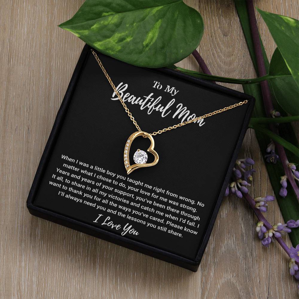 To My Beautiful Mom Necklace Mom Birthday Gift Mother's Day Gift Necklace For Mom From Son_Black
