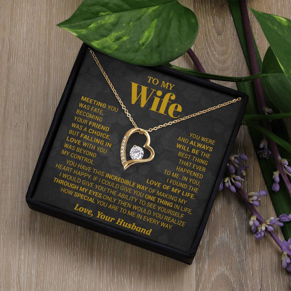 To My Wife Necklace, Meeting You Was Fate Love, Your Husband, Best Necklace For Wife_Gold