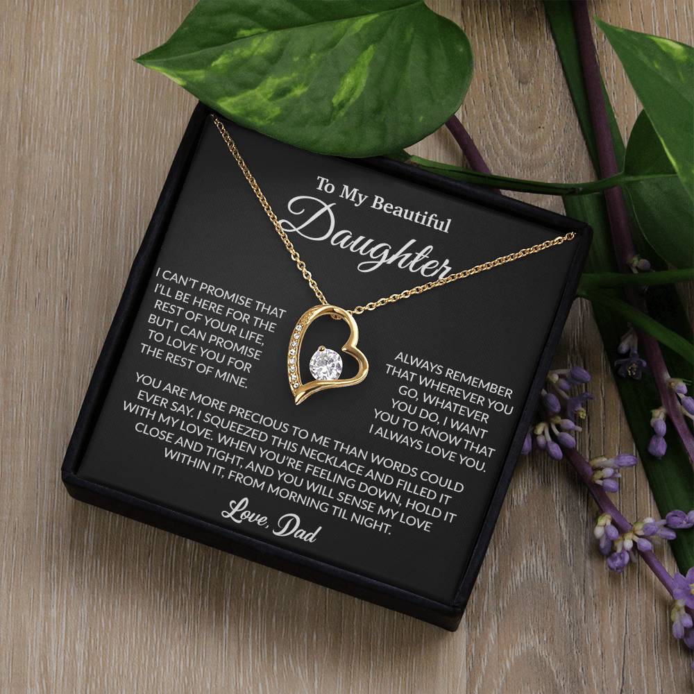 To My Daughter Necklace, Gift for Daughter from Dad, Father Daughter Necklace 8_6_Black