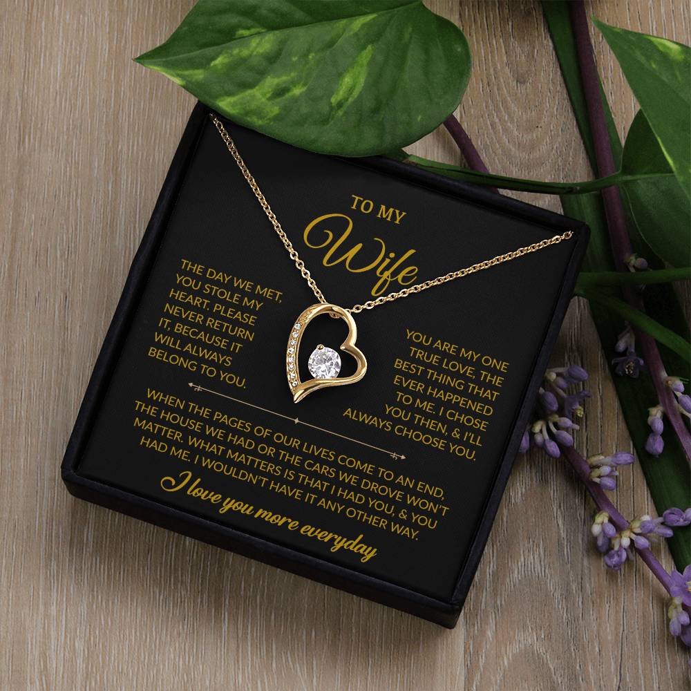 To My Wife Necklace, Gift For Wife, Anniversary Gift For Wife, Necklace For Wife 27_7_Gold