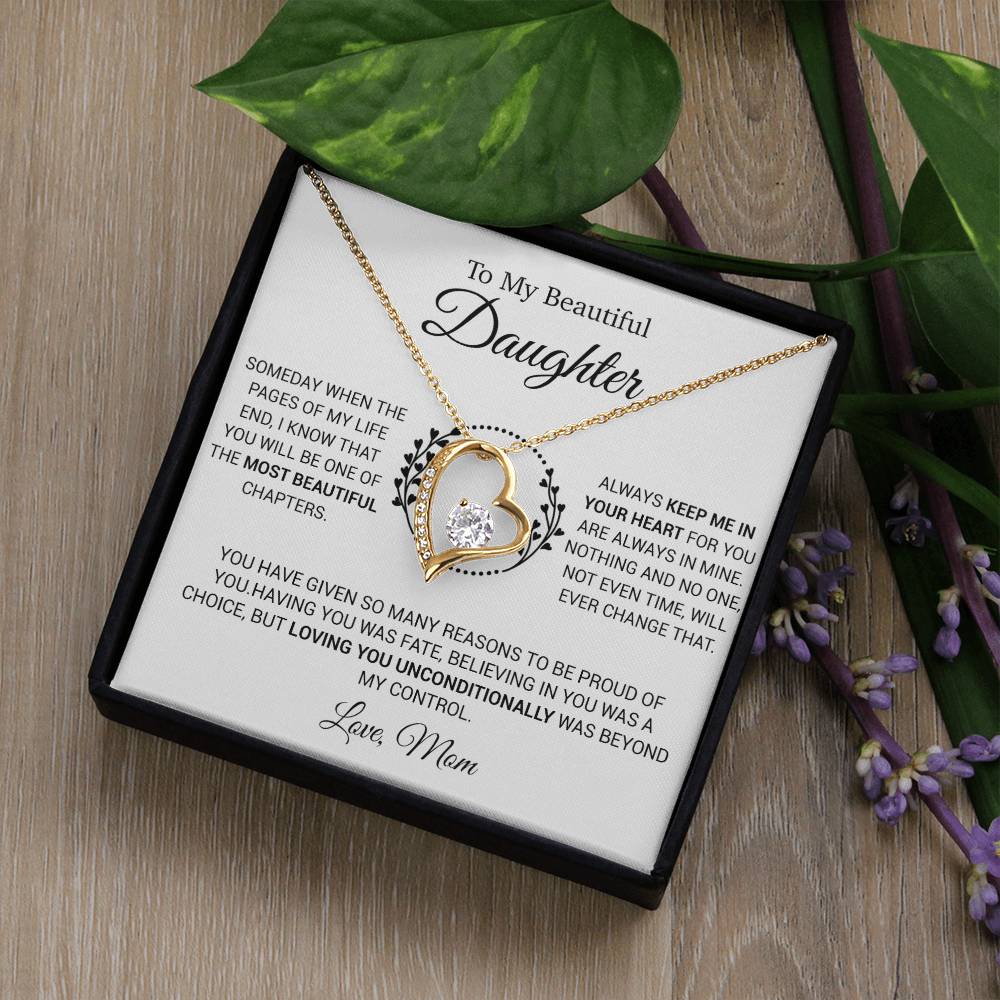 To My Daughter Necklace, Gift for Daughter from Mom, Daughter Mother Necklace 16_12_White