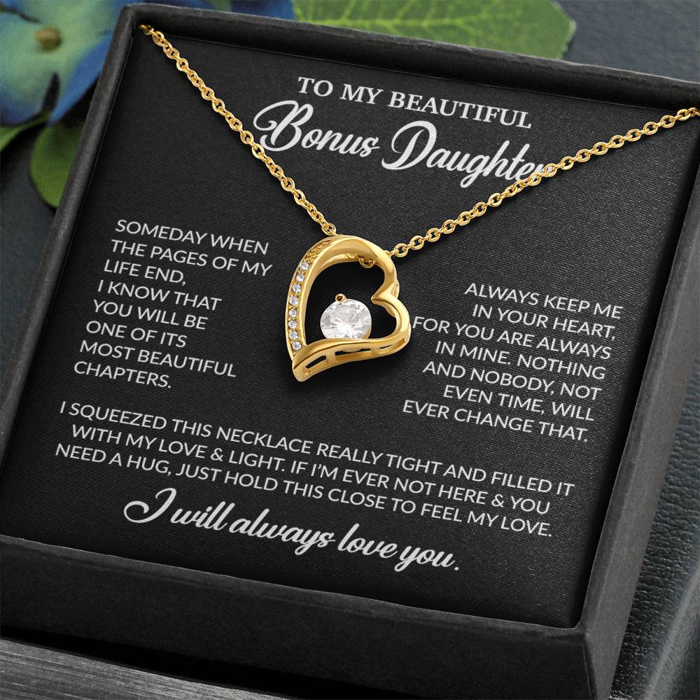 To My Bonus Daughter Necklace, Gift for Bonus Daughter, Step Daughter Birthday 25_11_Black