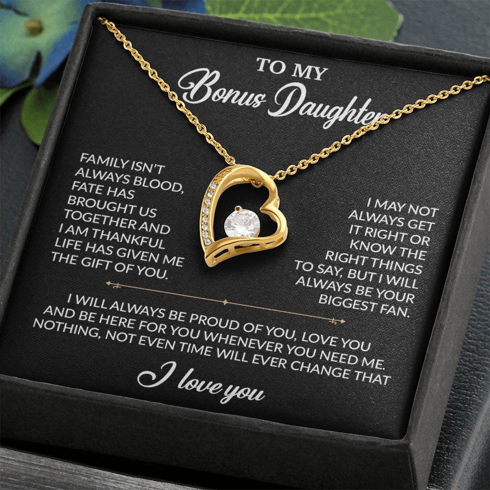 To My Bonus Daughter Necklace, Gift for Bonus Daughter, Step Daughter Birthday 20_2_Black