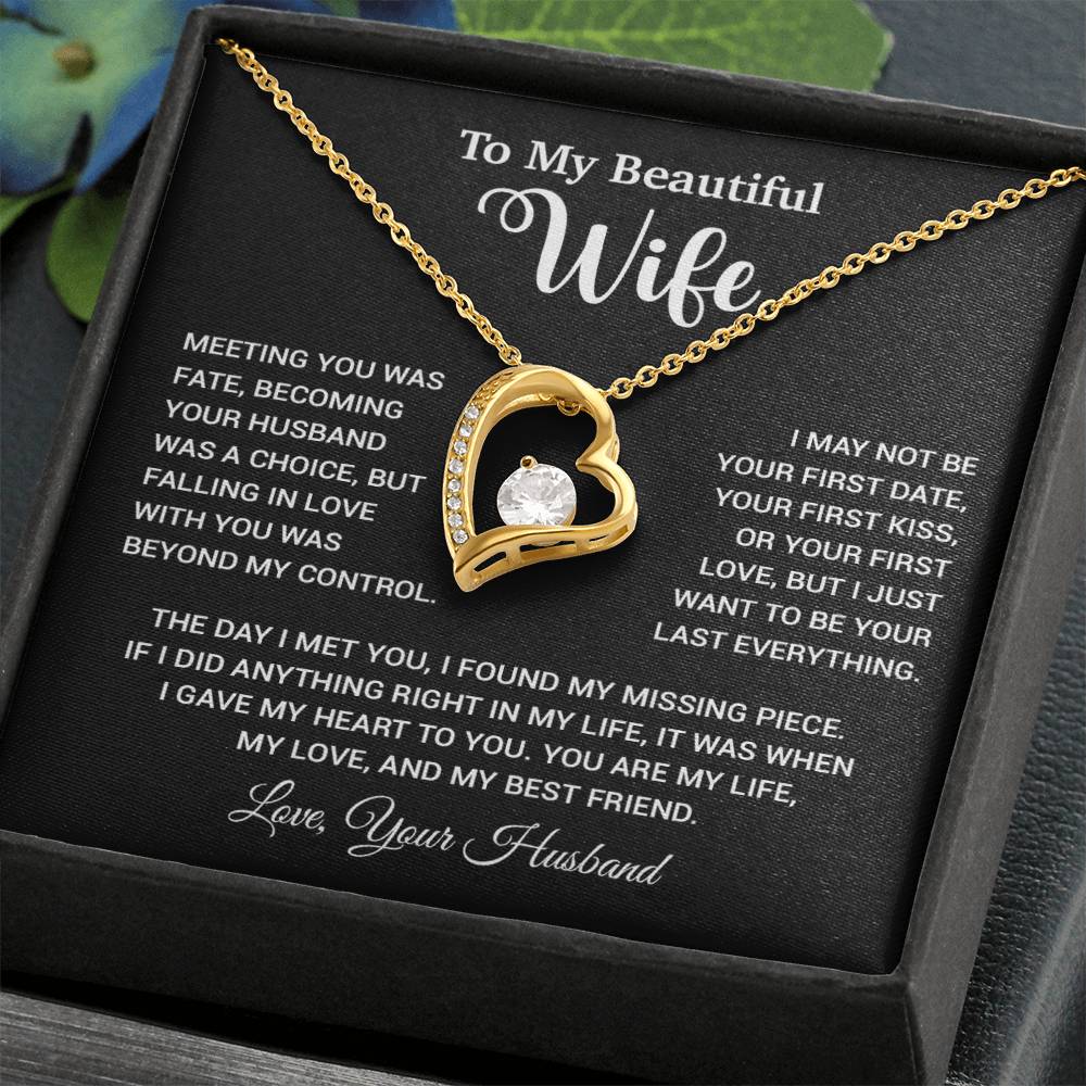 To My Wife Necklace, Wife Gift From Husband, Wife Husband Necklace, Christmas Gift 13_10_Black