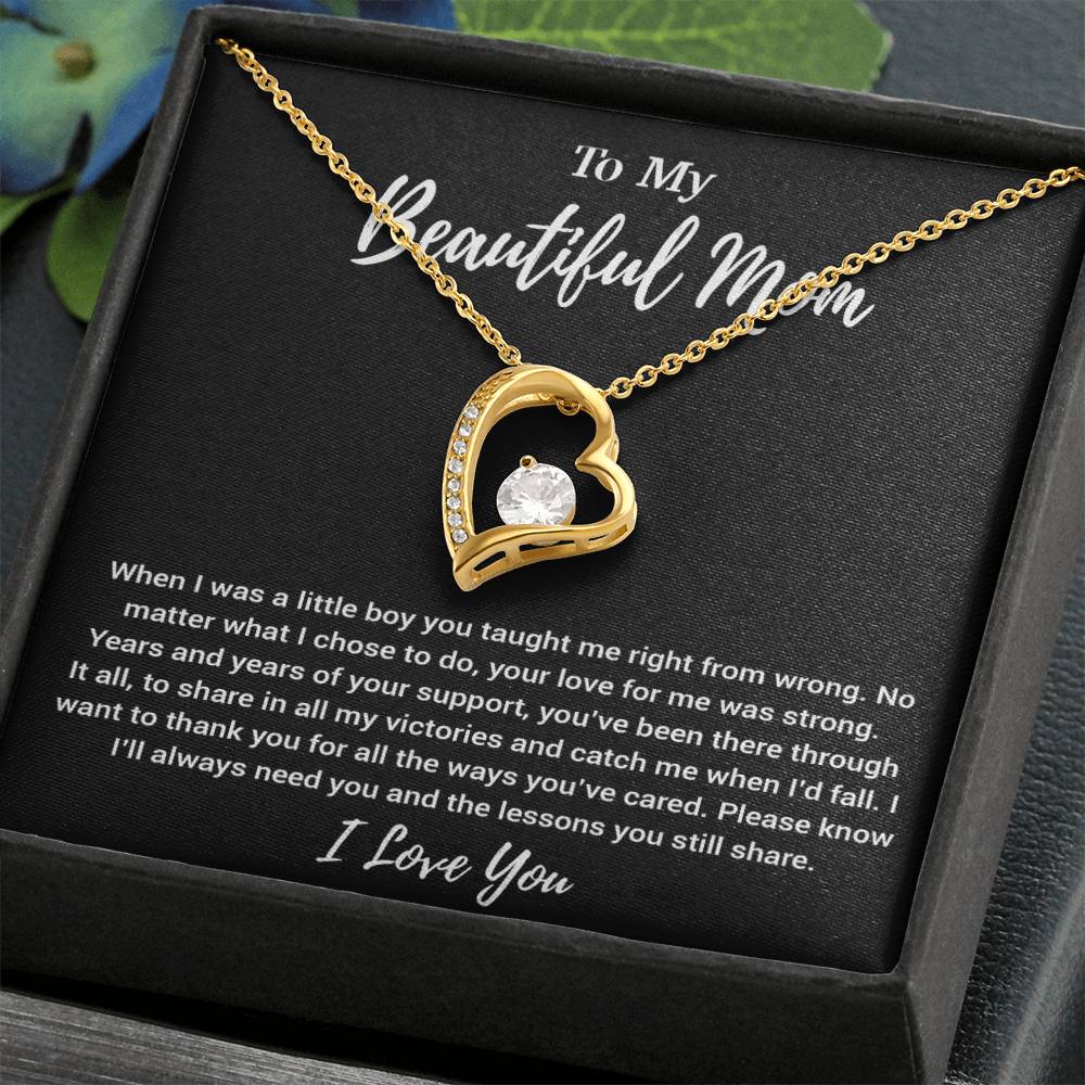 To My Beautiful Mom Necklace Mom Birthday Gift Mother's Day Gift Necklace For Mom From Son_Black