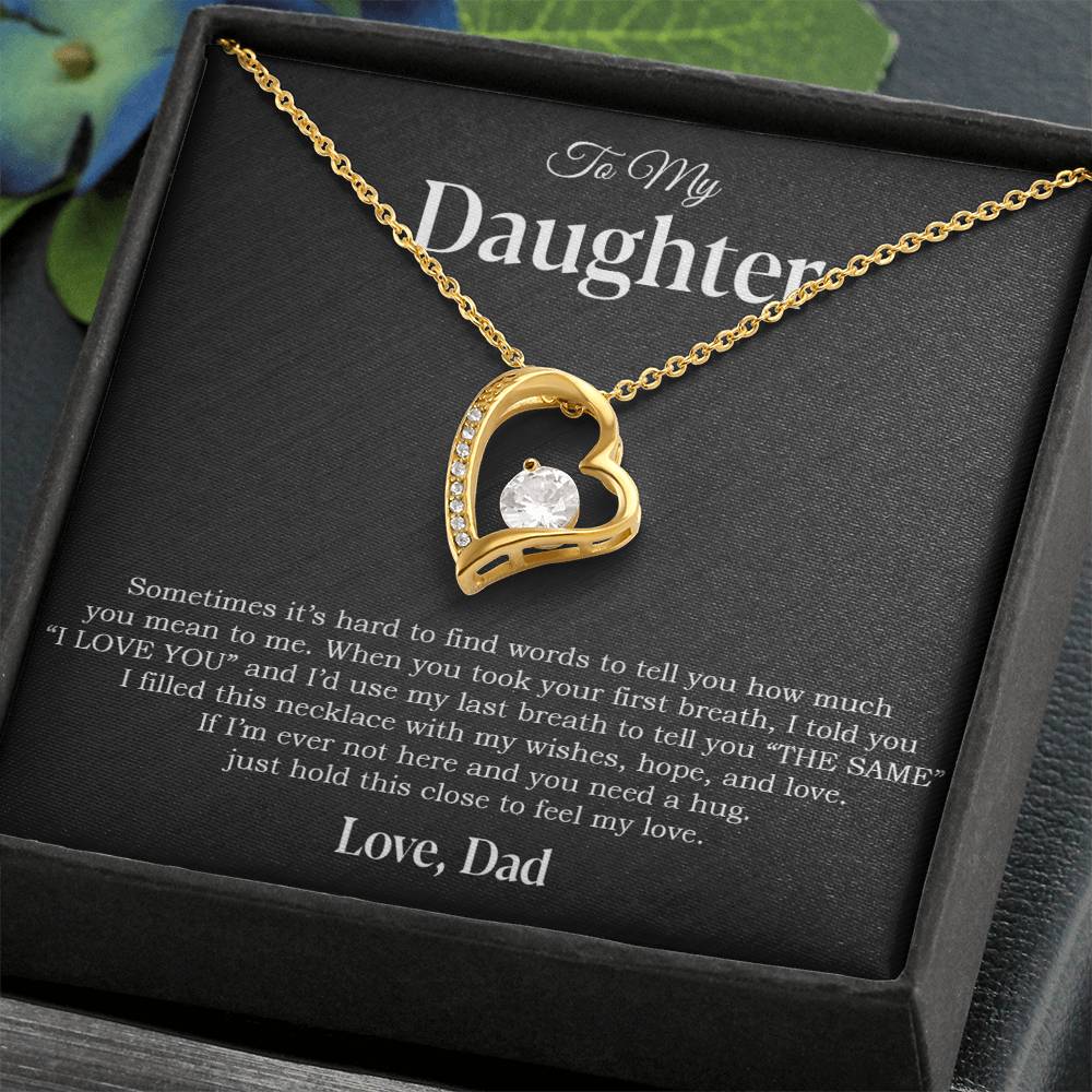To My Daughter Necklace, Gift for Daughter from Dad, Father Daughter Necklace 14_4_Black