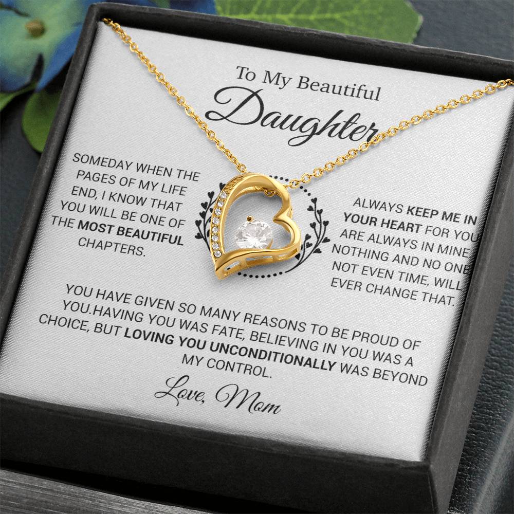 To My Daughter Necklace, Gift for Daughter from Mom, Daughter Mother Necklace 16_12_White