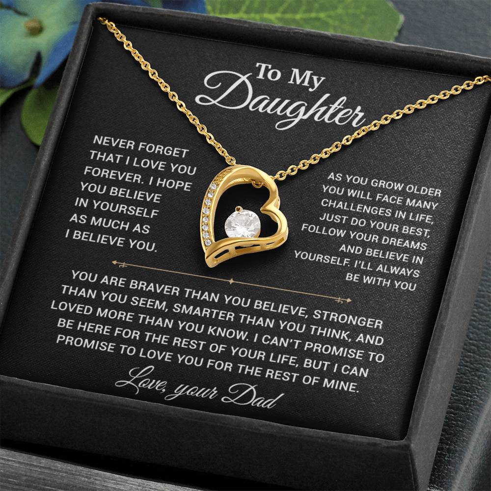 To My Daughter Necklace, Gift for Daughter from Dad, Father Daughter Necklace 15_2_Black