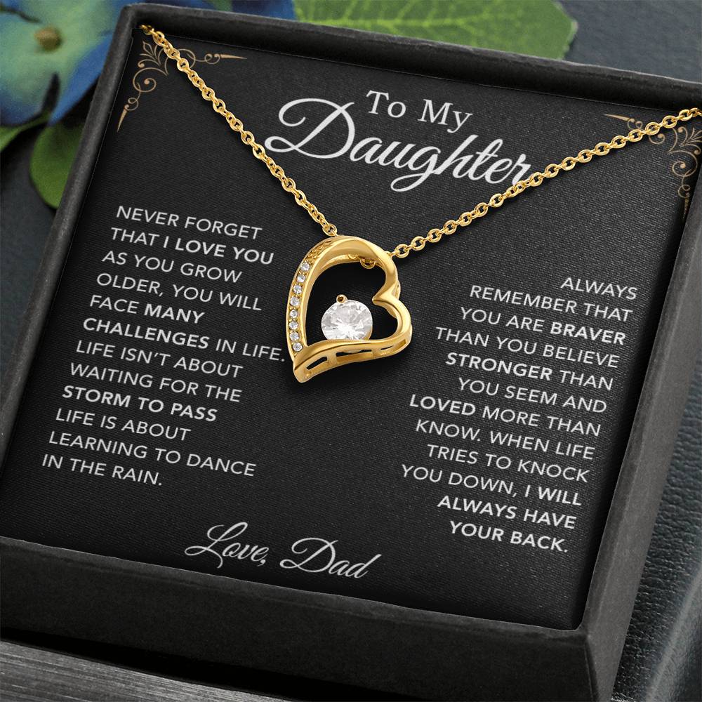 To My Daughter Necklace, Daughter Father Necklace, Daughter Gift From Dad_Black