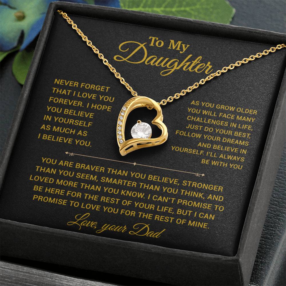 To My Daughter Necklace, Gift for Daughter from Dad, Father Daughter Necklace 15_2_Gold