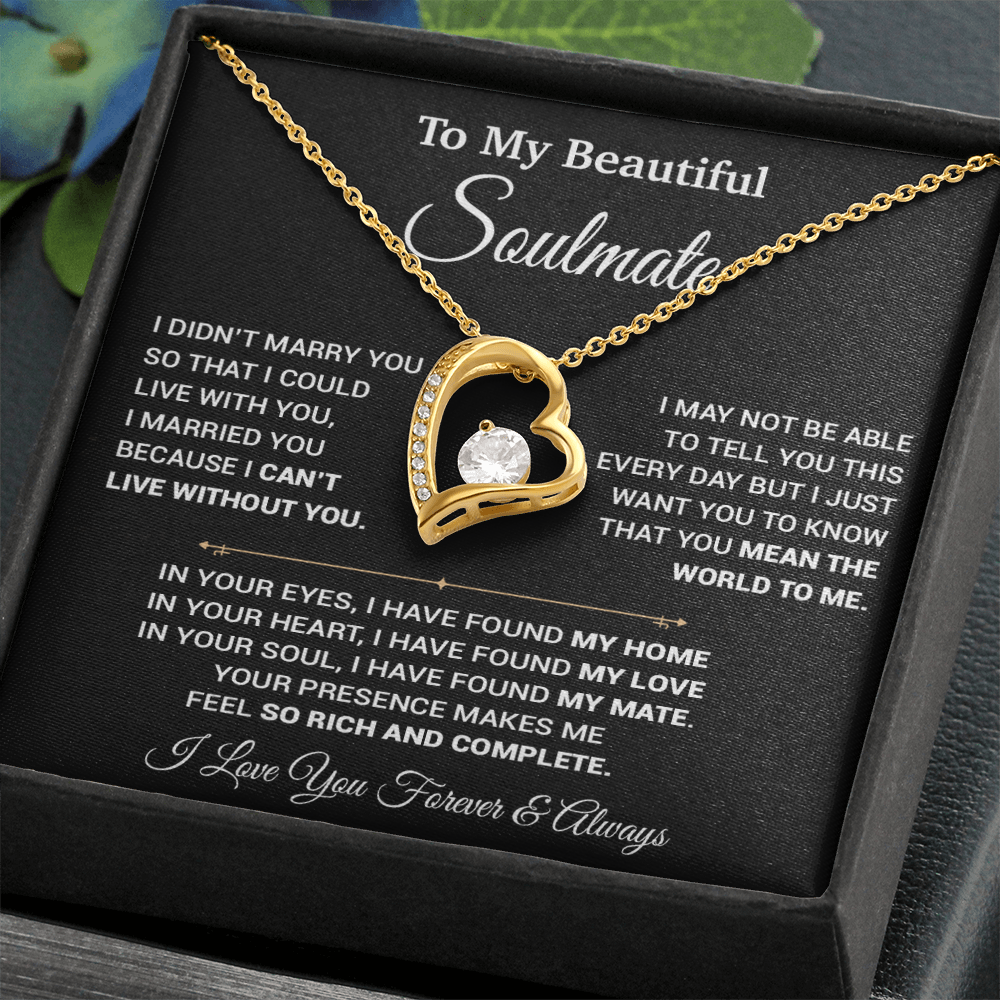 To My Soulmate Necklace, Gift For Wife,Soulmate Gift, Birthday Gift For Her_Black