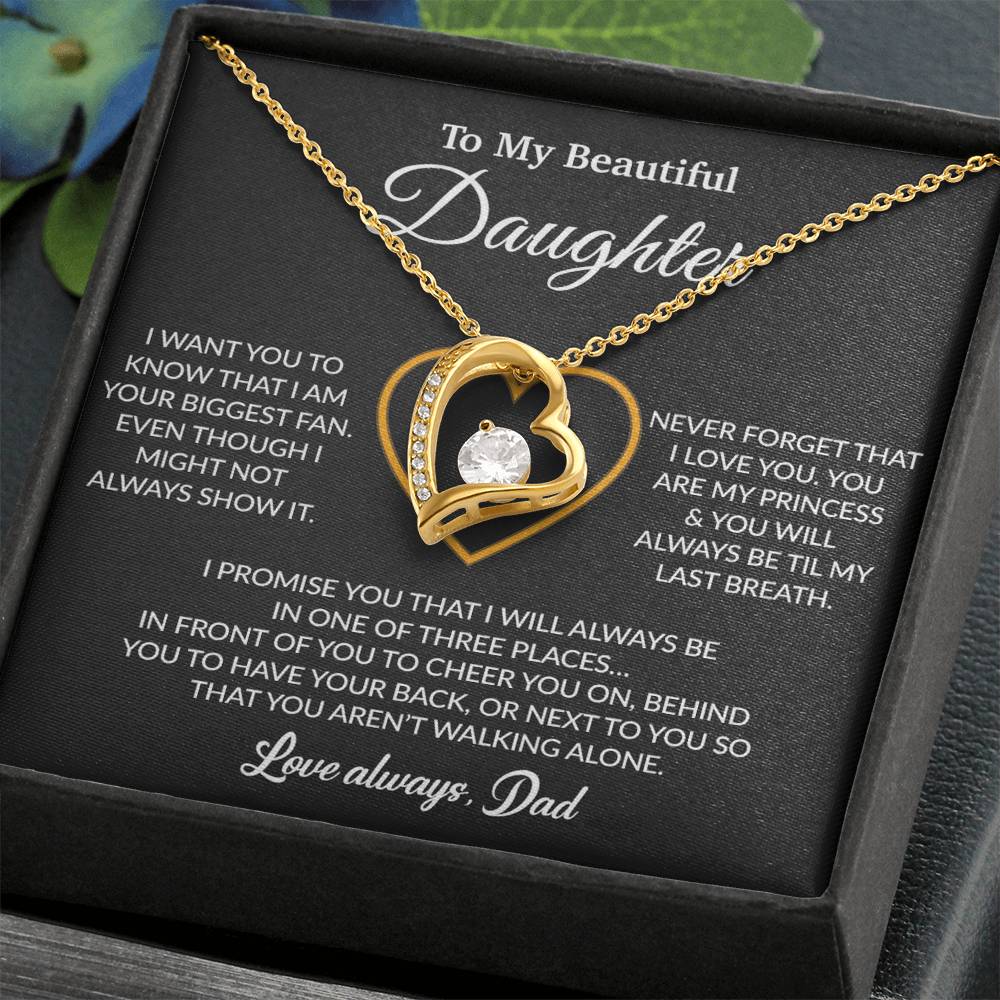 To My Daughter Necklace, Gift for Daughter from Dad, Father Daughter Necklace 17_6_Black
