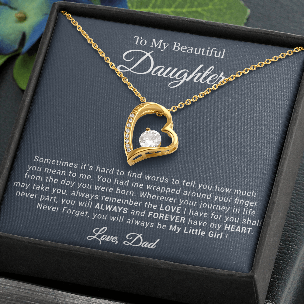 To My Daughter Necklace, Gift for Daughter from Dad, Father Daughter Necklace 20_4_Black