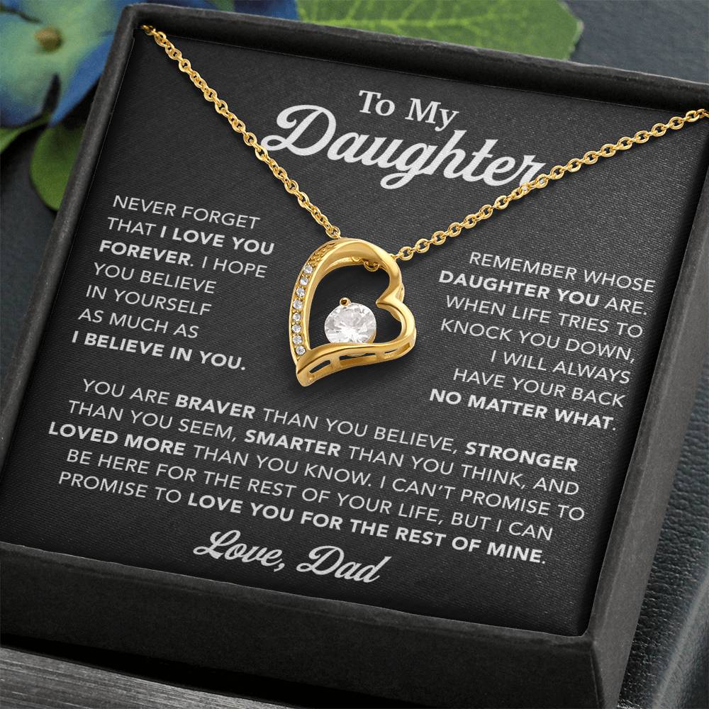 To My Daughter Necklace, Gift for Daughter from Dad, Father Daughter Necklace 25_2_Black