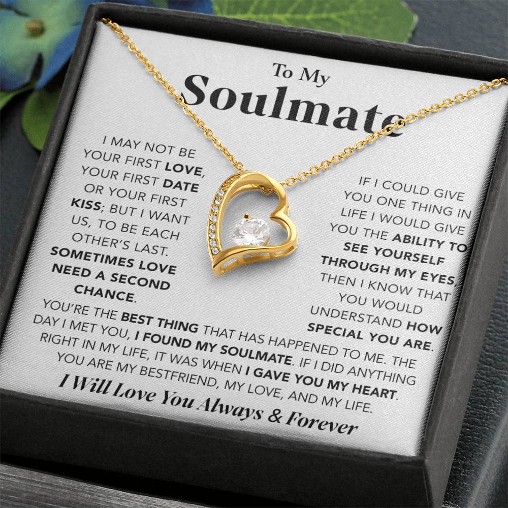To My Soulmate Necklace Gift For Wife Girlfriend Birthday Anniversary Christmas_White