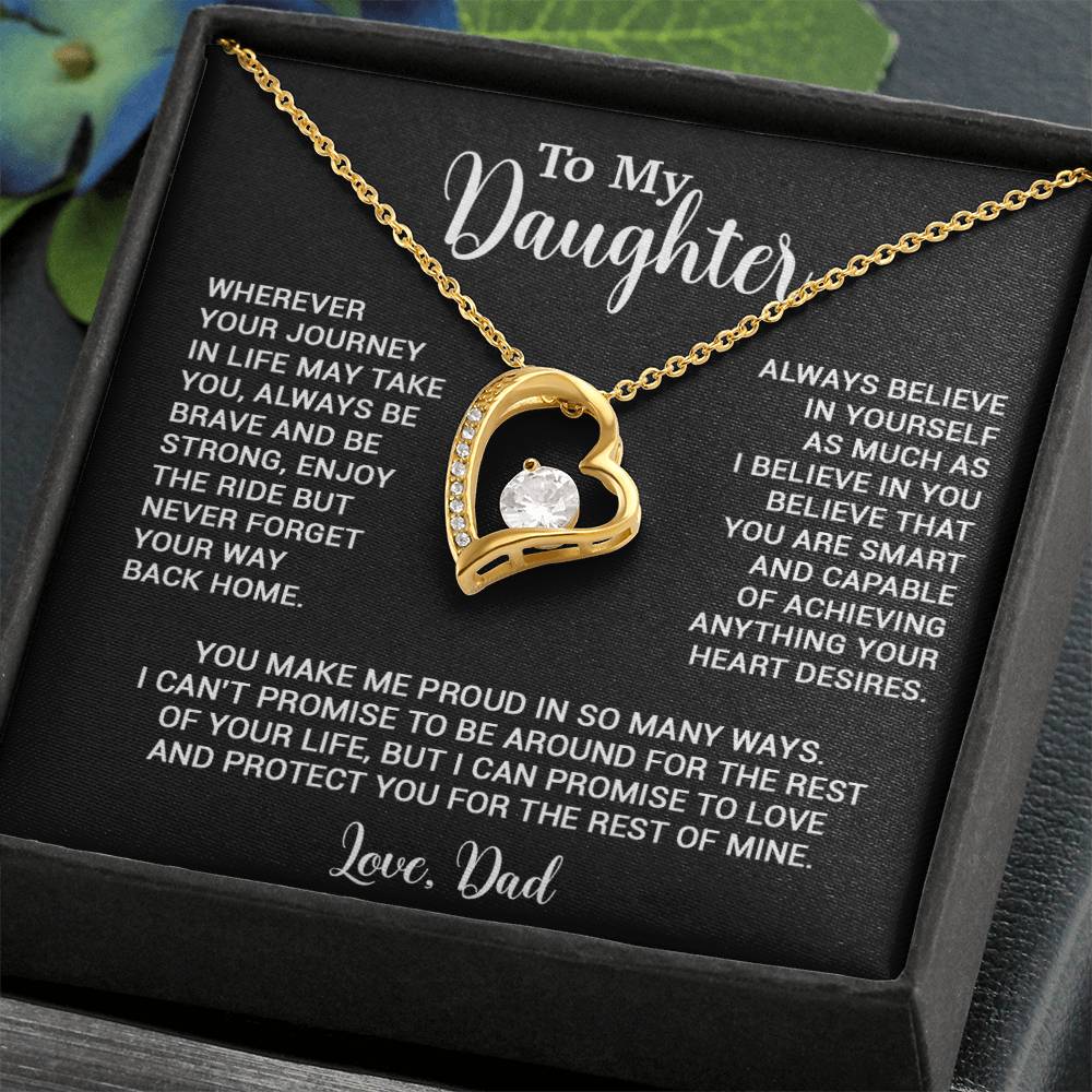 To My Daughter Necklace, Gift for Daughter from Dad, Father Daughter Necklace 3_6_Black