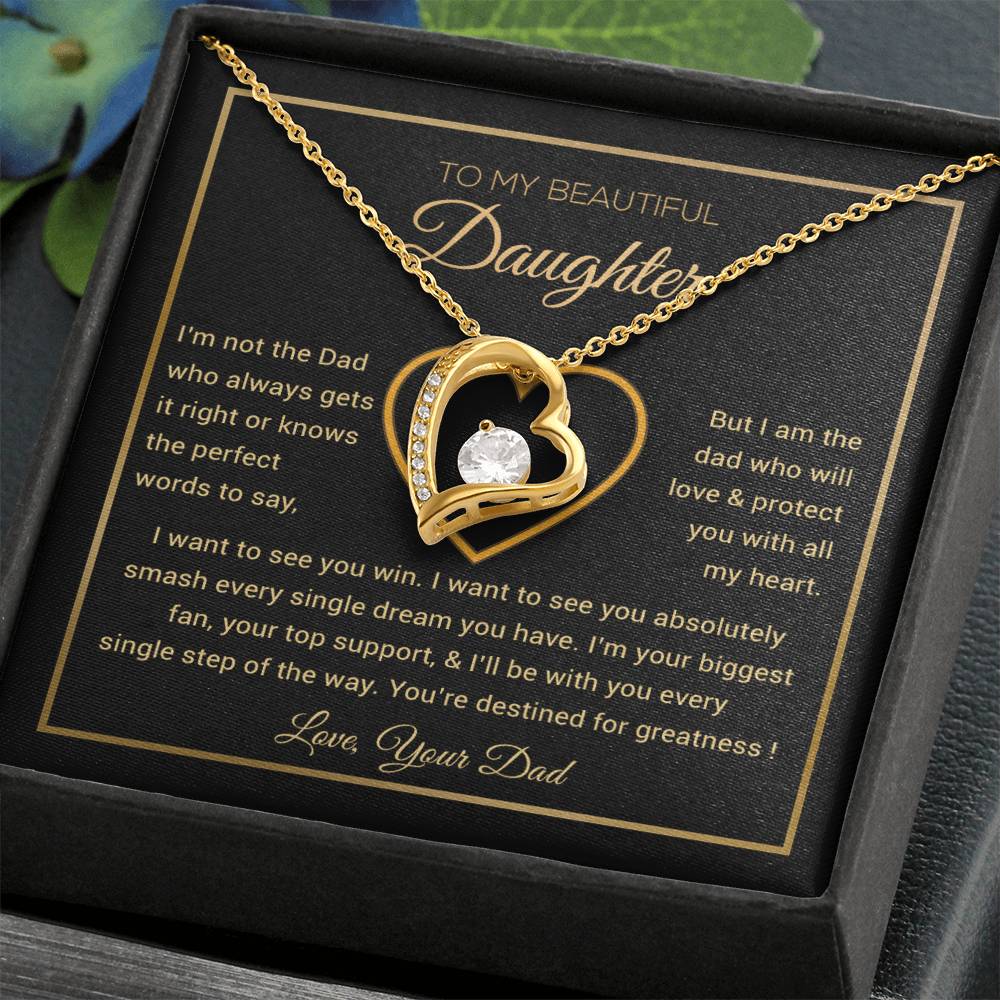 To My Daughter Necklace, Gift for Daughter from Dad, Father Daughter Necklace 9_6_Gold