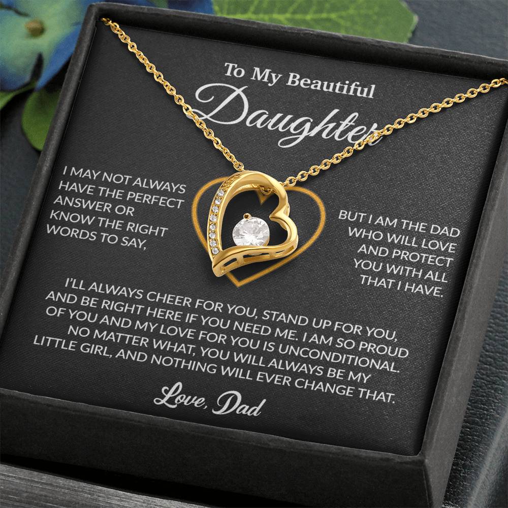 To My Daughter Necklace, Gift for Daughter from Dad, Father Daughter Necklace 7_6_Black