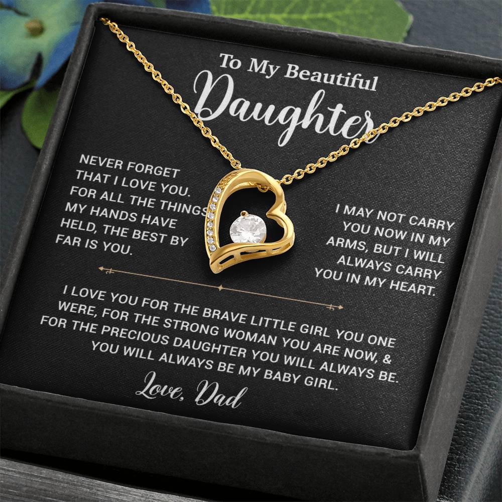 To My Daughter Necklace, Gift for Daughter from Dad, Father Daughter Necklace 14_6_Black