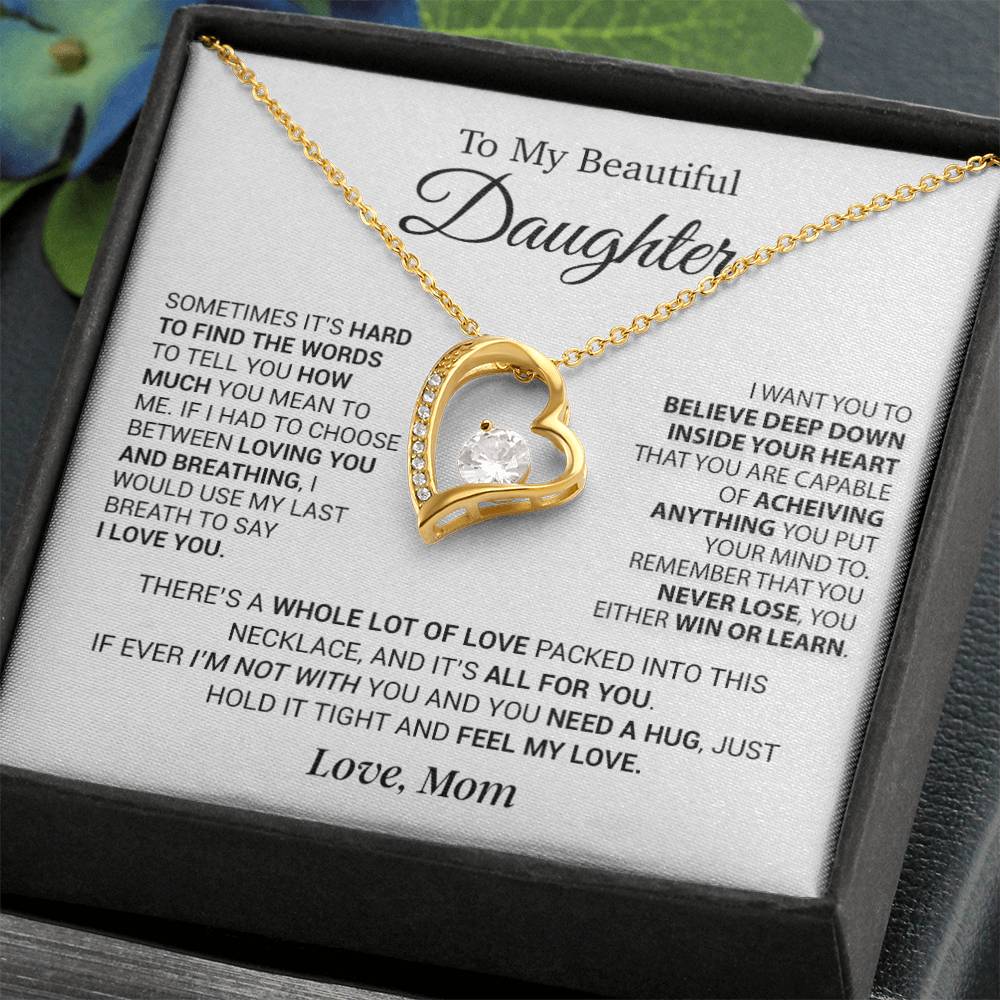 To My Daughter Necklace, Daughter Mother Necklace, Daughter Gift From Mom 5_12_White