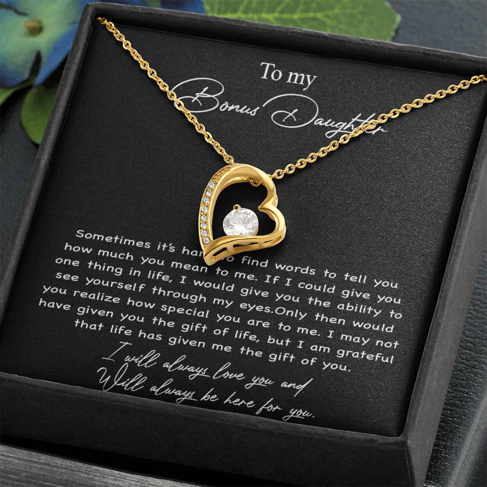 To my Bonus Daughter Necklace, Bonus Daughter, Step Daughter Gift 4-4_Black