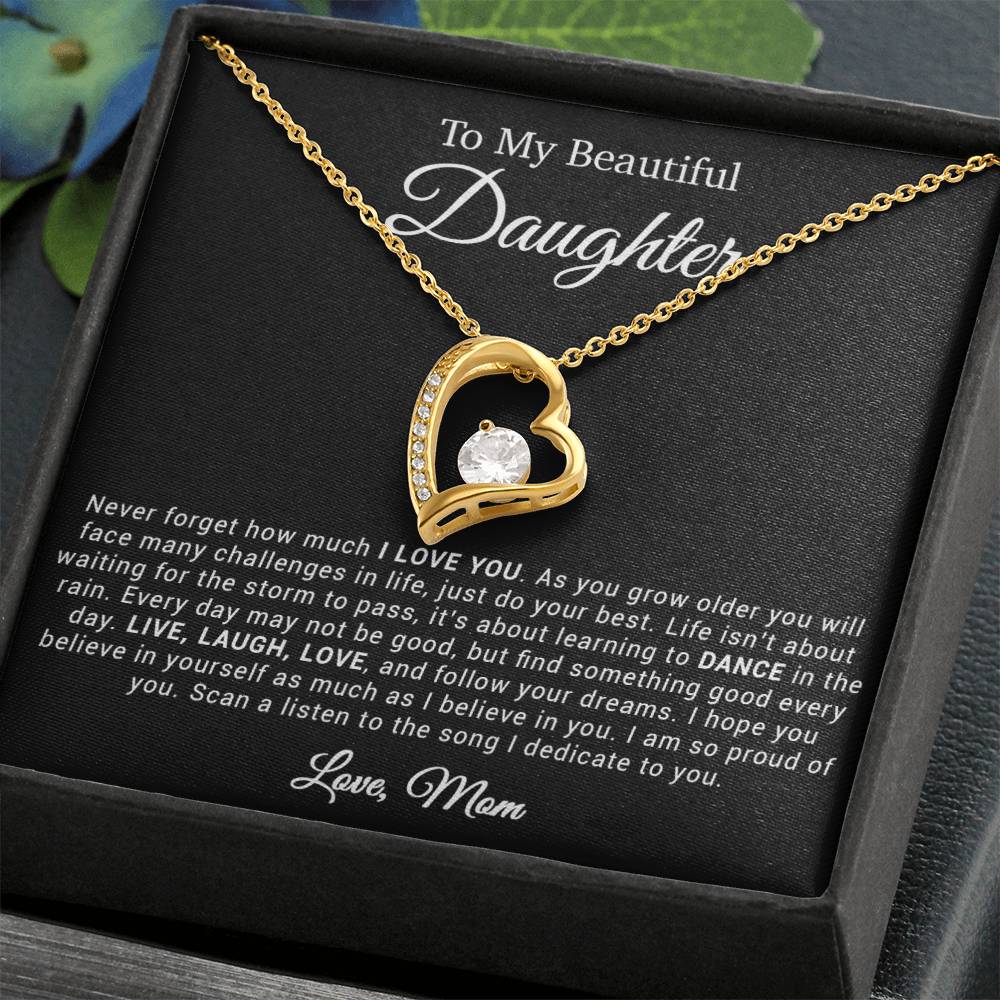 To My Daughter Necklace, Gift for Daughter from mom, Daughter mother Necklace 20_4_Black