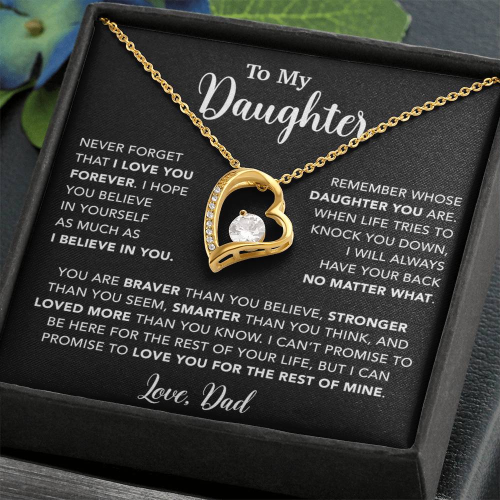 To My Daughter Necklace, Gift for Daughter from Dad, Father Daughter Necklace 7_4_Black