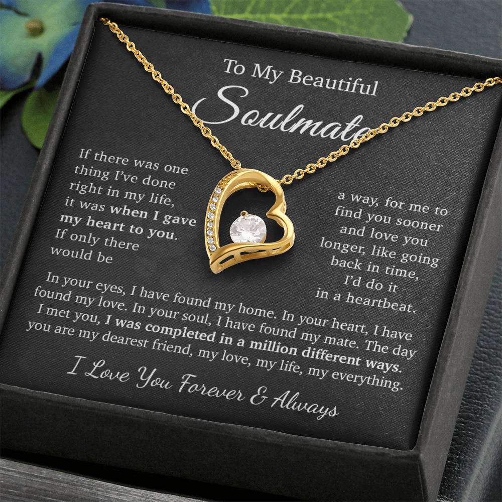 To My Soulmate Necklace, Gift for Wife Girlfriend Fiancée, Anniversary Gift