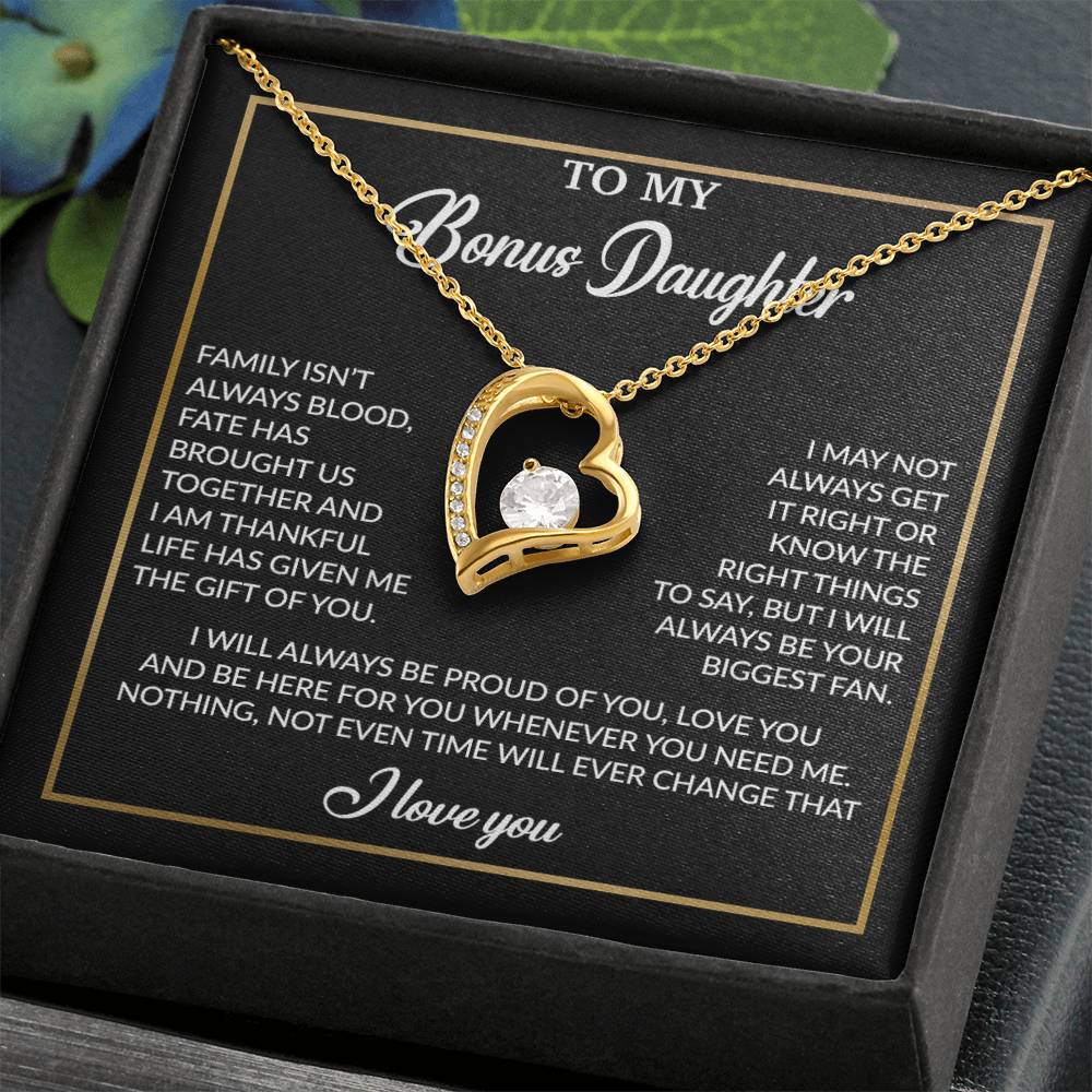 To My Bonus Daughter Necklace, Gift for Bonus Daughter, Step Daughter Birthday 18_4_Black