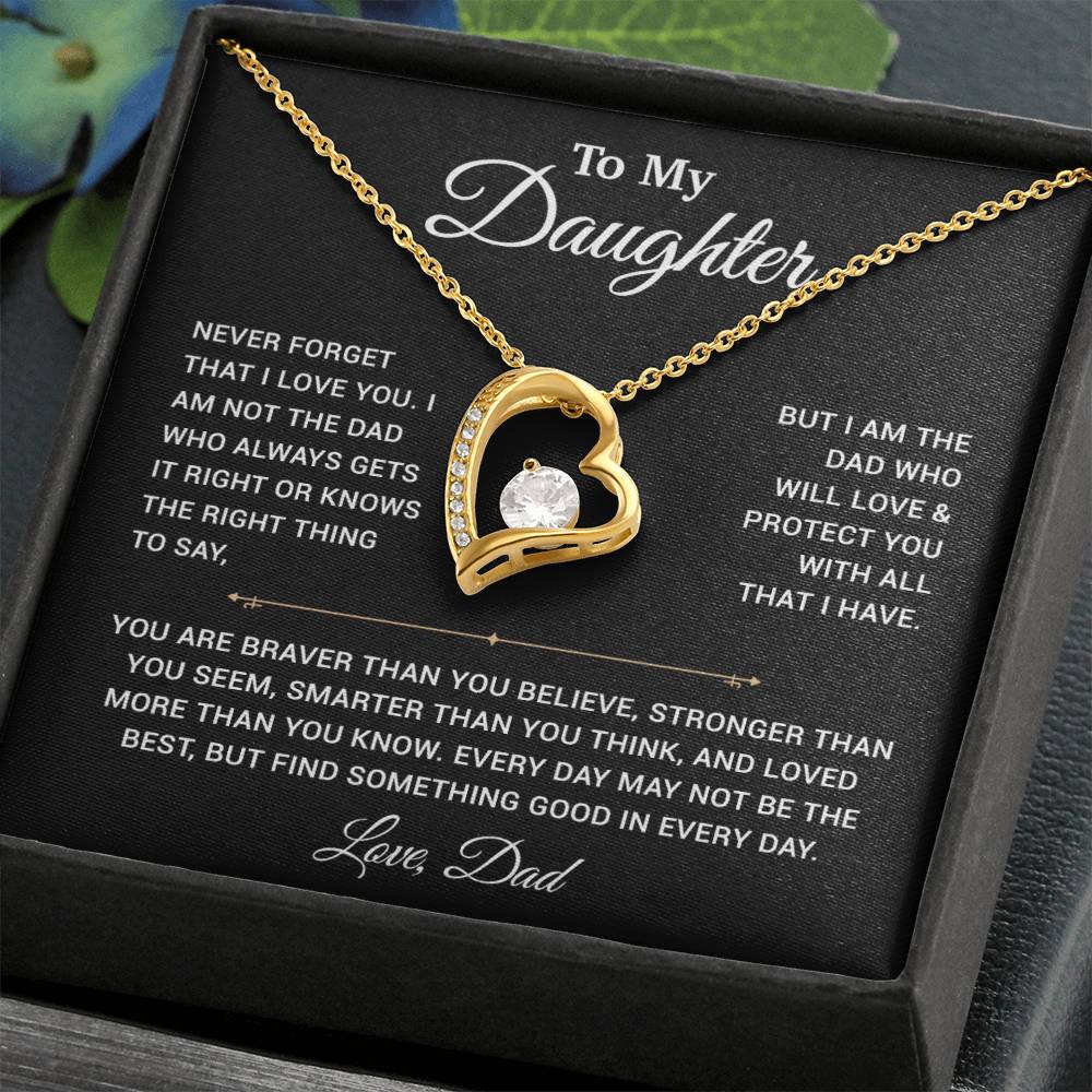 To My Daughter Necklace, Gift for Daughter from Dad, Father Daughter Necklace 25_3_Black