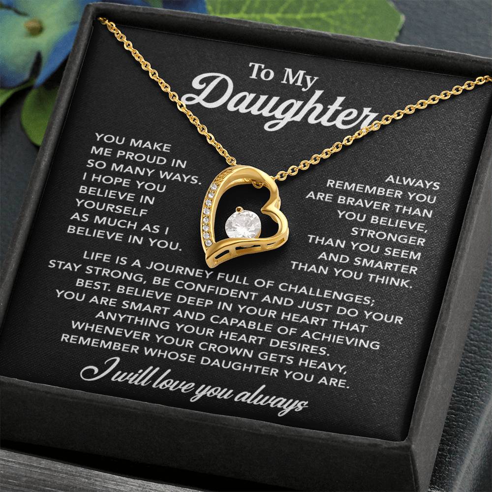 To My Daughter Necklace, Gift for Daughter from Dad, Father Daughter Necklace 24_3_Black