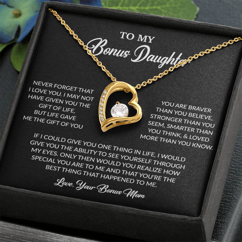 To My Bonus Daughter Necklace, Gift for Bonus Daughter, Step Daughter Birthday 5_6_Black