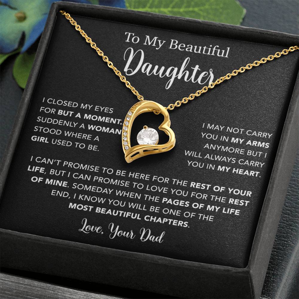 To My Daughter Necklace, Gift for Daughter from Dad, Father Daughter Necklace  22_5_Black