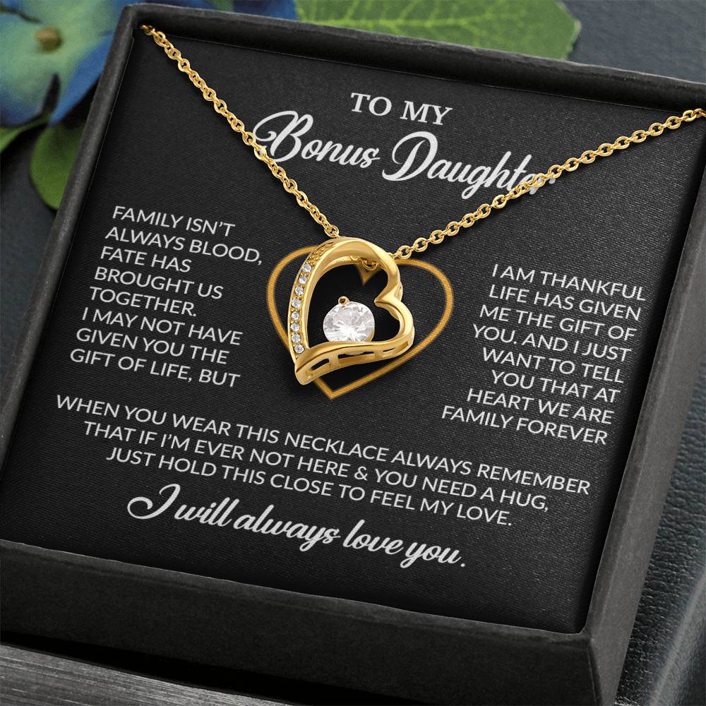 To My Bonus Daughter Necklace, Gift for Bonus Daughter, Step Daughter Birthday 24_12_Black