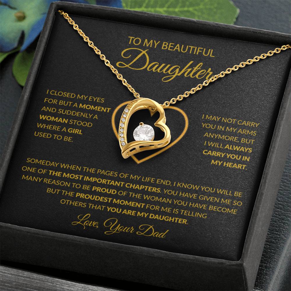To My Daughter Necklace, Gift For Daughter From Dad, Daughter Father Necklace 8_12_Gold