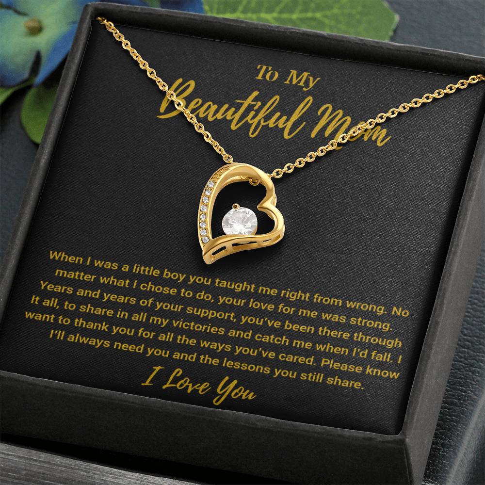To My Beautiful Mom Necklace Mom Birthday Gift Mother's Day Gift Necklace For Mom From Son_Gold
