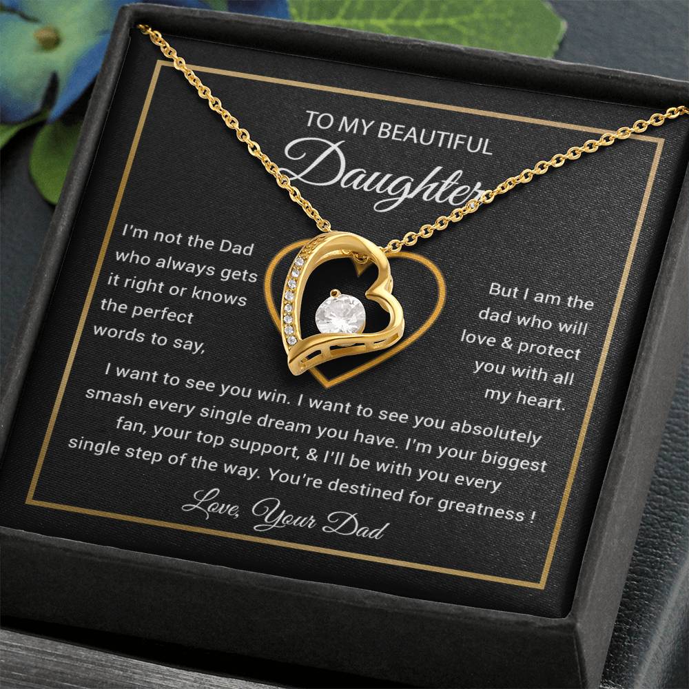 To My Daughter Necklace, Gift for Daughter from Dad, Father Daughter Necklace 9_6_Black